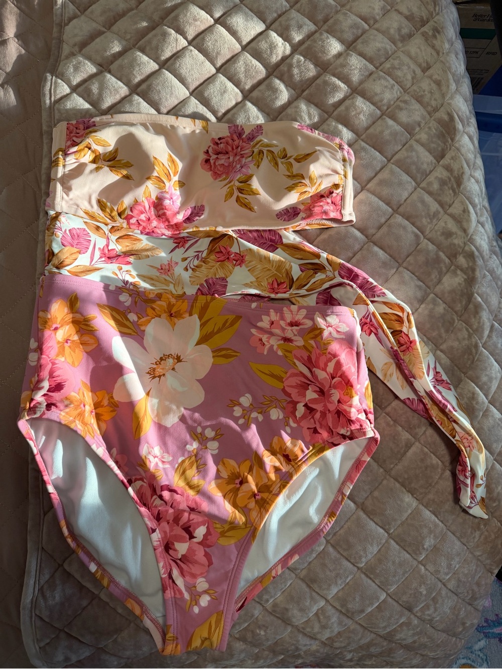 Target Pink Floral One-Piece Swimsuit with Bandeau Top